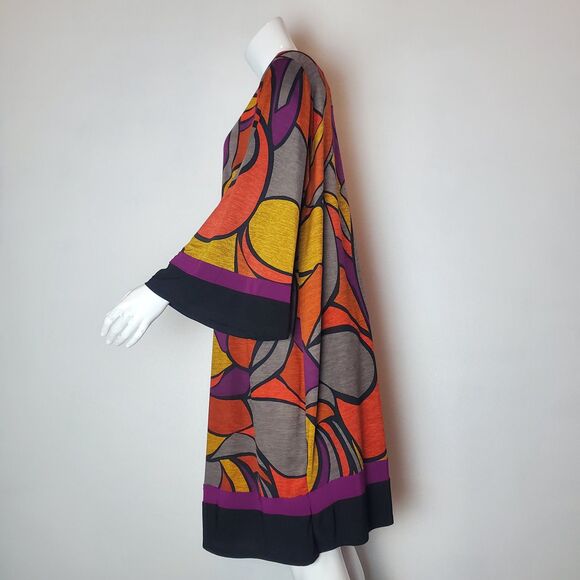NEW Vintage Y2K Plus Size Psychedelic Bell Sleeve Dress - Picture 3 of 8